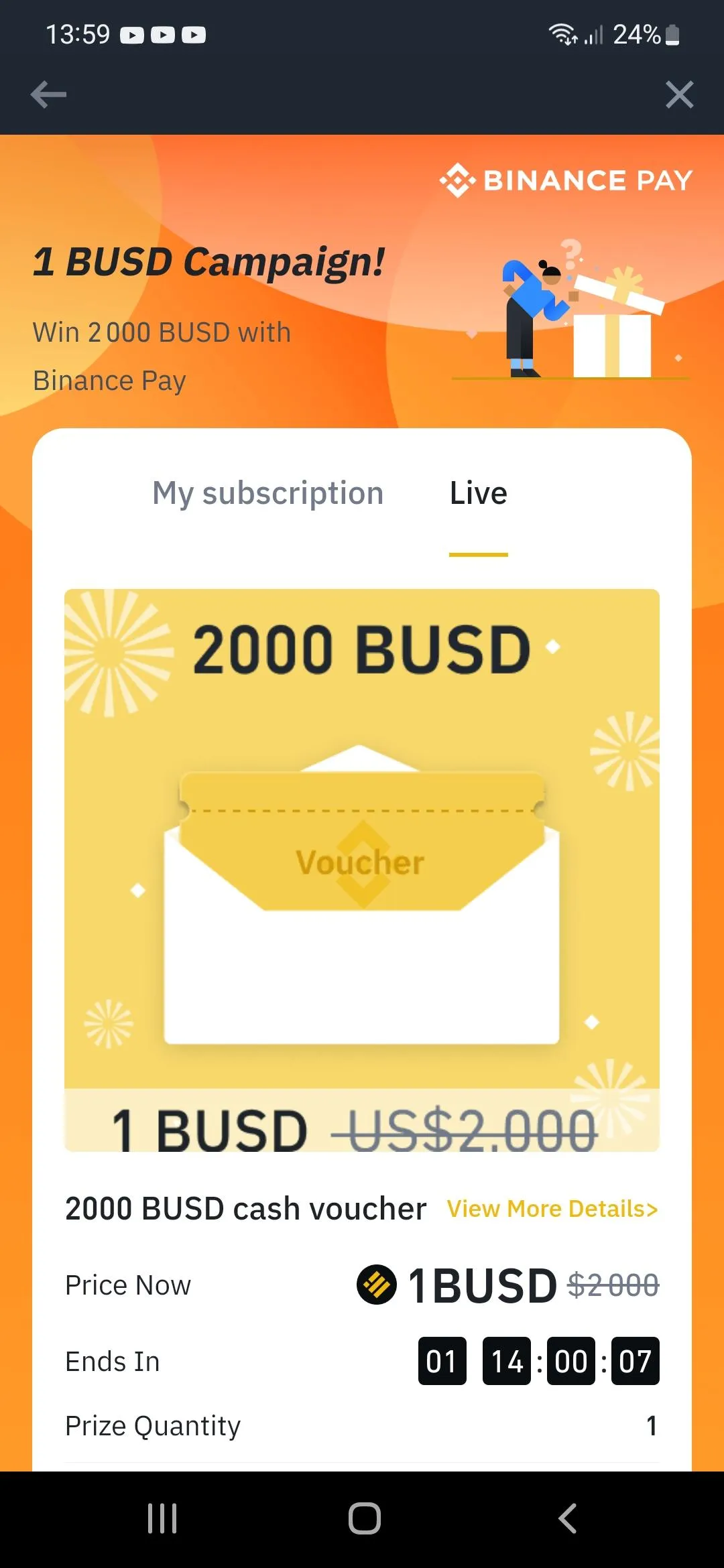 Campagne Binance 1 BUSD