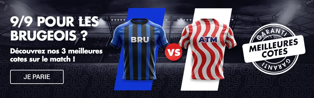 Cotes Bruges contre Atlético de Madrid sur Circus Sport