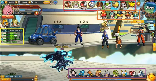 Interface de Dragon Ball Z Online