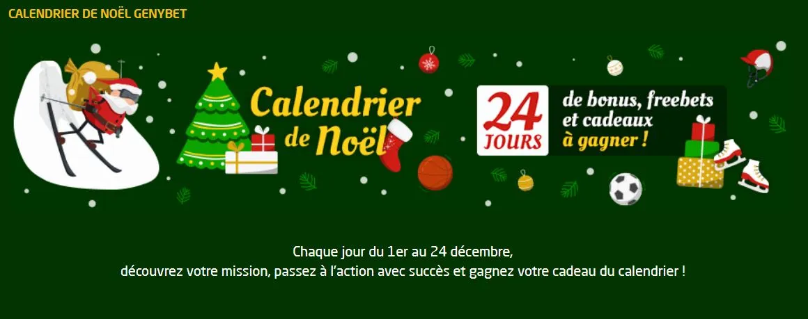 Calendrier de Noel sur Genybet