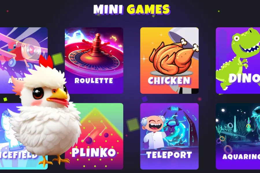 Minijeux comme le jeu du poulet