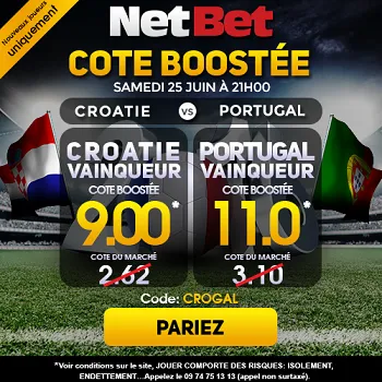 Cotes boostées pour Croatie - Portugal