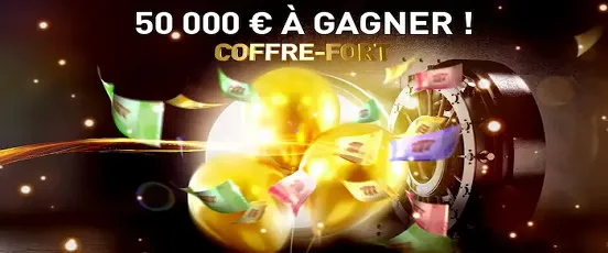 Image promotionnelle du coffre-fort Casino777 mettant en avant le jackpot exclusif avec 50.000 €