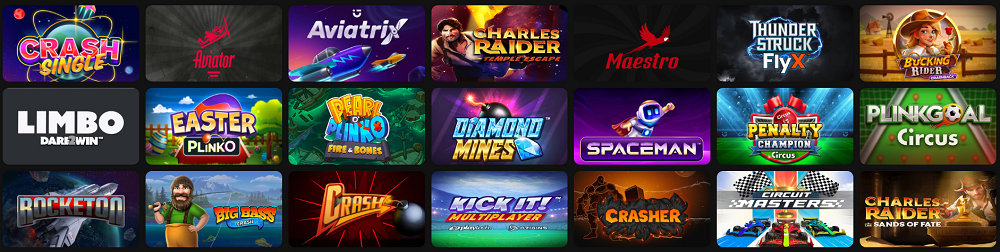 Exemples de Crash Games populaires en ligne avec Aviator, Spaceman, Big Bass Crash et autres jeux de casino