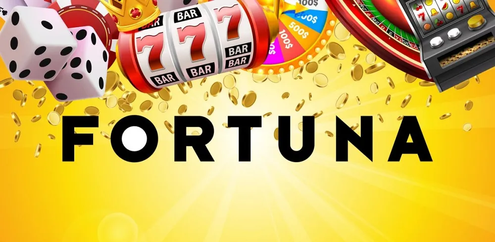  Visuel coloré de Fortuna Casino avec dés, machine à sous et ambiance festive du jeu en ligne belge