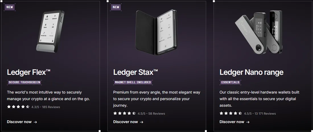 la gamme d'appareils Ledger