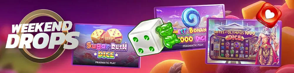 Weekend Drops sur Golden Vegas Casino avec Sugar Rush Dice, Sweet Bonanza et Gates of Olympus Dice