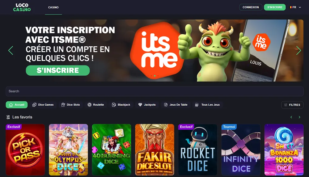 Visuel de la page d'accueil du casino belge Loco Casino