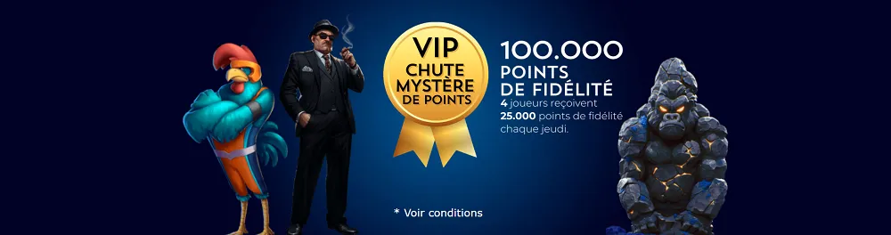 Promotion VIP Chute Mystère de Points sur Magic Betting Casino avec 100000 points de fidélité et 4 gagnants chaque jeudi