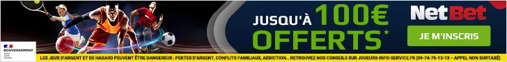 Promotion NetBet avec offre de bienvenue jusqu’à 100€ offerts pour les nouveaux joueurs