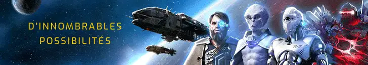 Bannière Ogame avec vaisseaux spatiaux et races extraterrestres