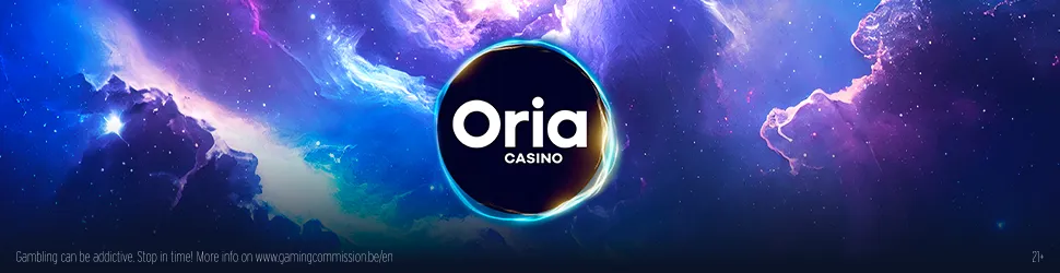 Bannière cosmique et colorée d’Oria Casino, mettant en avant l’univers immersif et moderne du casino en ligne belge