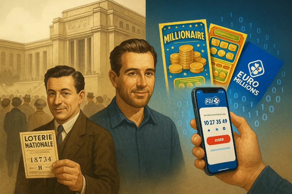 Illustration de l’évolution de la Loterie française, des premiers billets papier aux jeux modernes