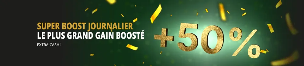 Super Boost journalier de Peppermill Casino offrant +50 % sur le plus grand gain quotidien pour maximiser vos gains