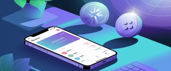 Application Revolut affichant l’échange stablecoin USD sur smartphone