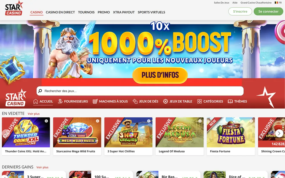 Starcasino page d'accueil