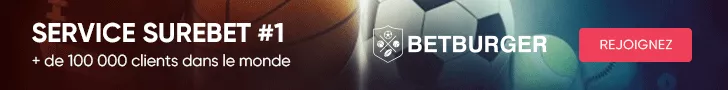 Bannière BetBurger affichant le service surebet numéro 1 avec plus de 100 000 clients dans le monde