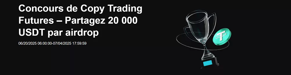 Visuel officiel du Concours Bitget Copy Trading Futures avec 20 000 USDT à gagner par airdrop