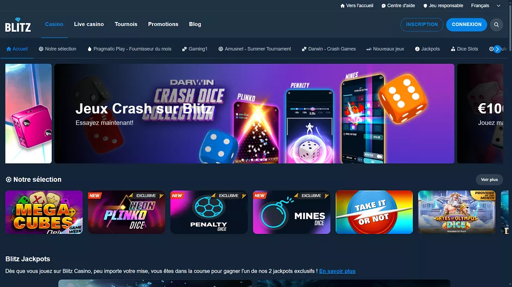 Blitz Casino: page d'accueil