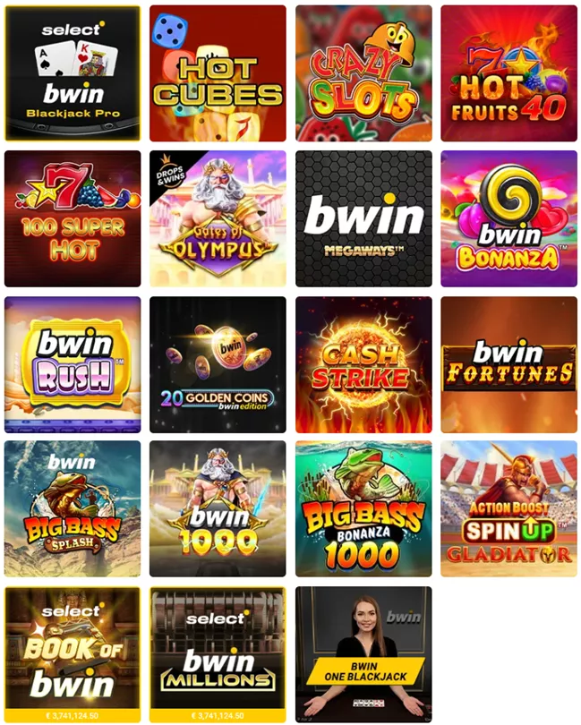 Jeux éligibles pour ce nouveau tournoi Bwin