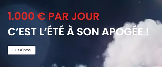 Bannière promotionnelle Casino777 annonçant 1 000 € par jour pendant l'été