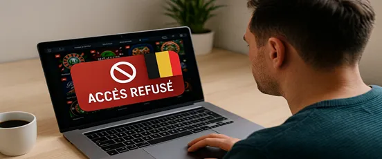 Joueur belge voit l’accès refusé à un casino en ligne, illustrant l’action de la Commission des Jeux de Hasard