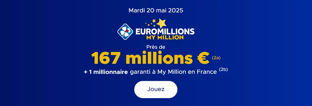EuroMillions: jackpot de 167 millions d'euros !