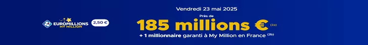 Jackpot de 185 millions d'euros à l'Euromillions