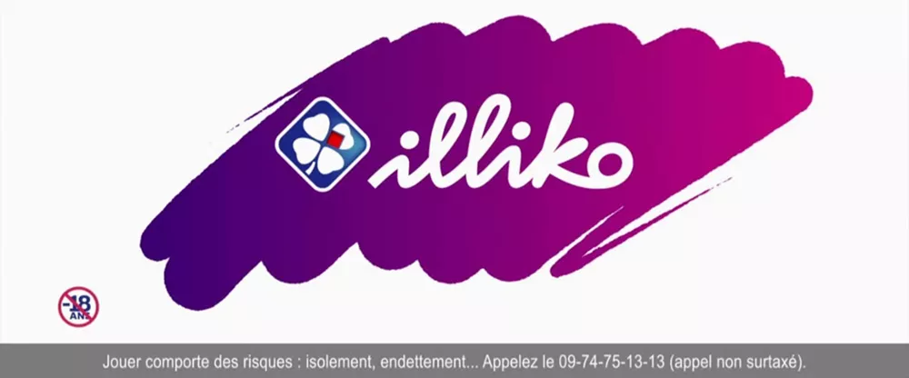 Logo officiel Illiko sur fond dégradé violet avec message de prévention sur les risques liés aux jeux