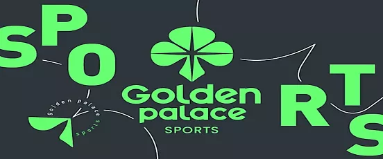 Logo officiel Golden Palace Sports avec trèfle vert sur fond noir et lettrage dynamique en vert fluo