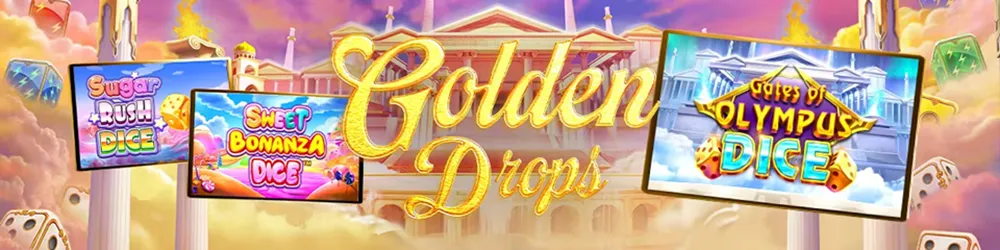Golden Vegas Casino présente Golden Drops avec les dice slots Sugar Rush, Sweet Bonanza et Gates of Olympus Dice