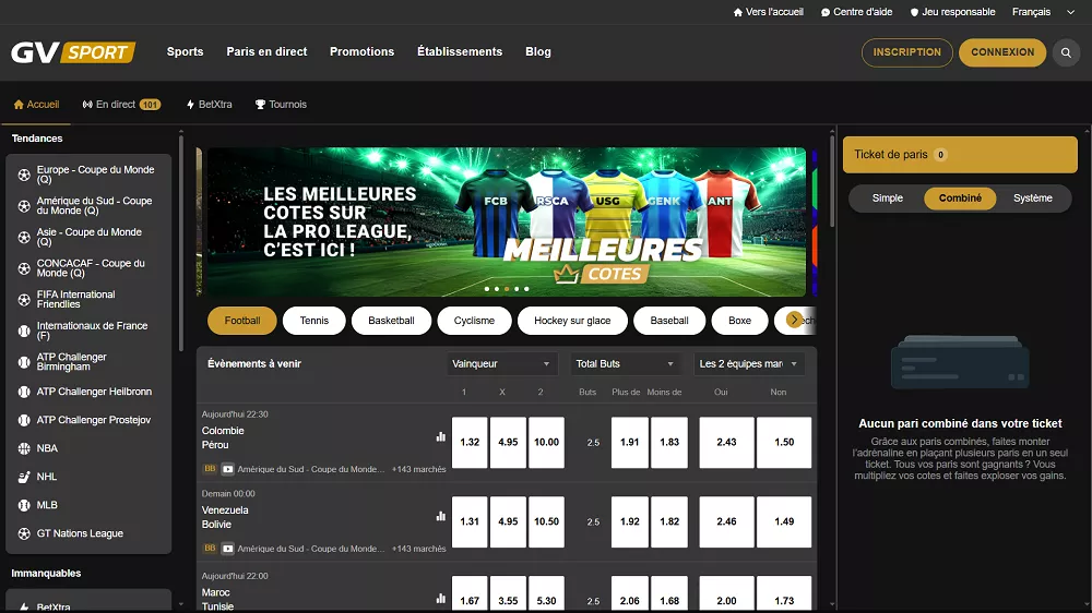 Page d'accueil Golden Vegas Sport