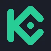 Logo officiel de KuCoin, plateforme d’échange de cryptomonnaies, sur fond noir avec symbole vert stylisé