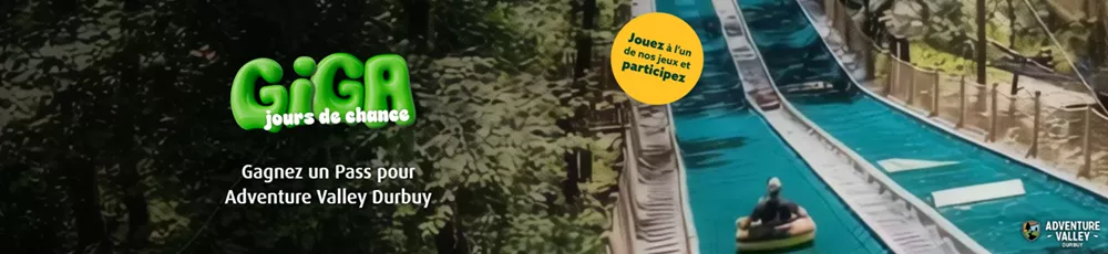 Gagnez un Pass pour Adventure Valley Durbuy avec la loterie nationale belge pendant les GIGA jours de chance