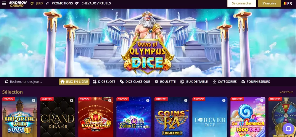 Madison Casino page d'accueil