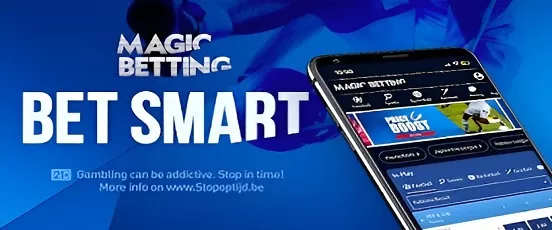Magic Betting Sport avec interface mobile et message Bet Smart pour parier intelligemment en Belgique
