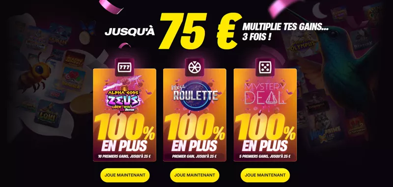 Jusqu'à 75€ offerts aux nouveaux joueurs sur Napoleon Casino