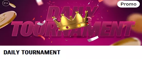 Daily Tournament de Napoleon Casino avec une couronne dorée sur fond rose festif