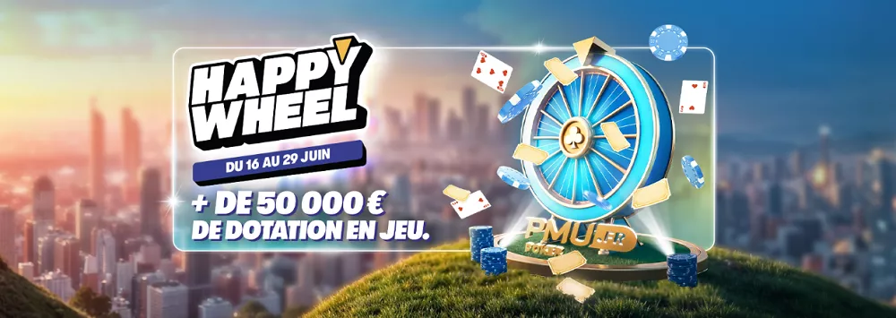 50 000€ en jeu sur PMU Poker : activez la Happy Wheel dès maintenant