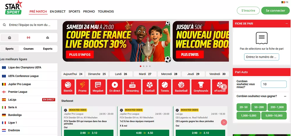 Star Casino Sport page d'accueil