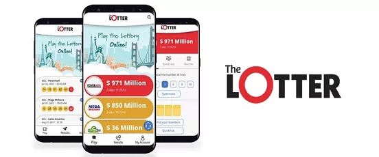 Interface mobile de The Lotter affichant les jackpots en ligne Powerball, Mega Millions et autres loteries internationales